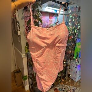 Coquette Pink Floral One Piece Swimsuit Cheeky NWT Size L